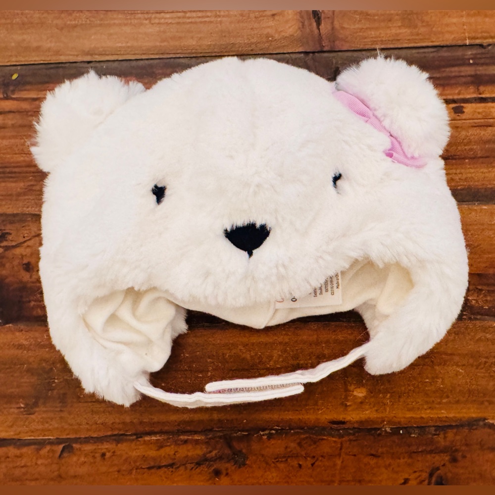 Gymboree White Plush Bear Hat
